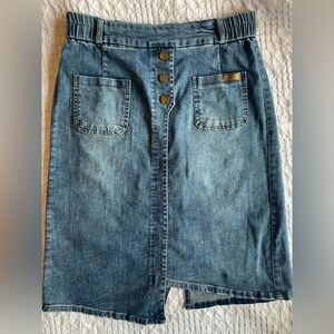 Josalyn Denim Project Button-Front Skirt